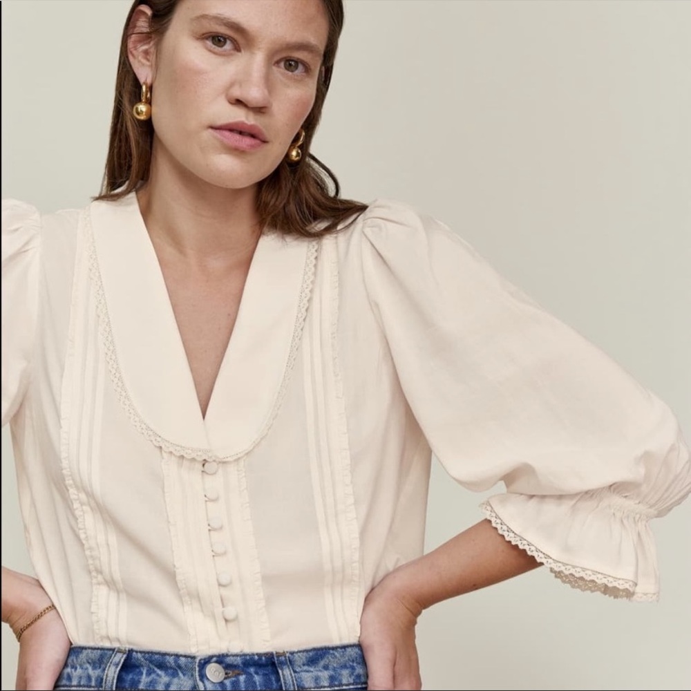 Reformation Cream Blouse
